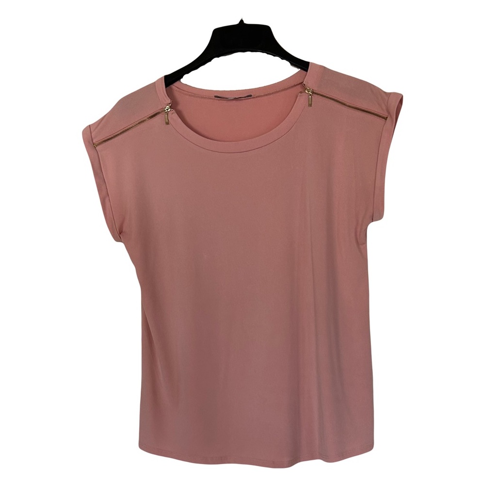Sweet Rain Pink Dress Top With Zippers, size L